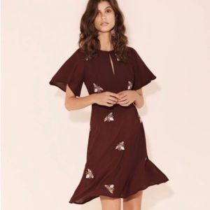 Moulinette Soeurs Maroon Dress with Bee Appliqué US Size 4